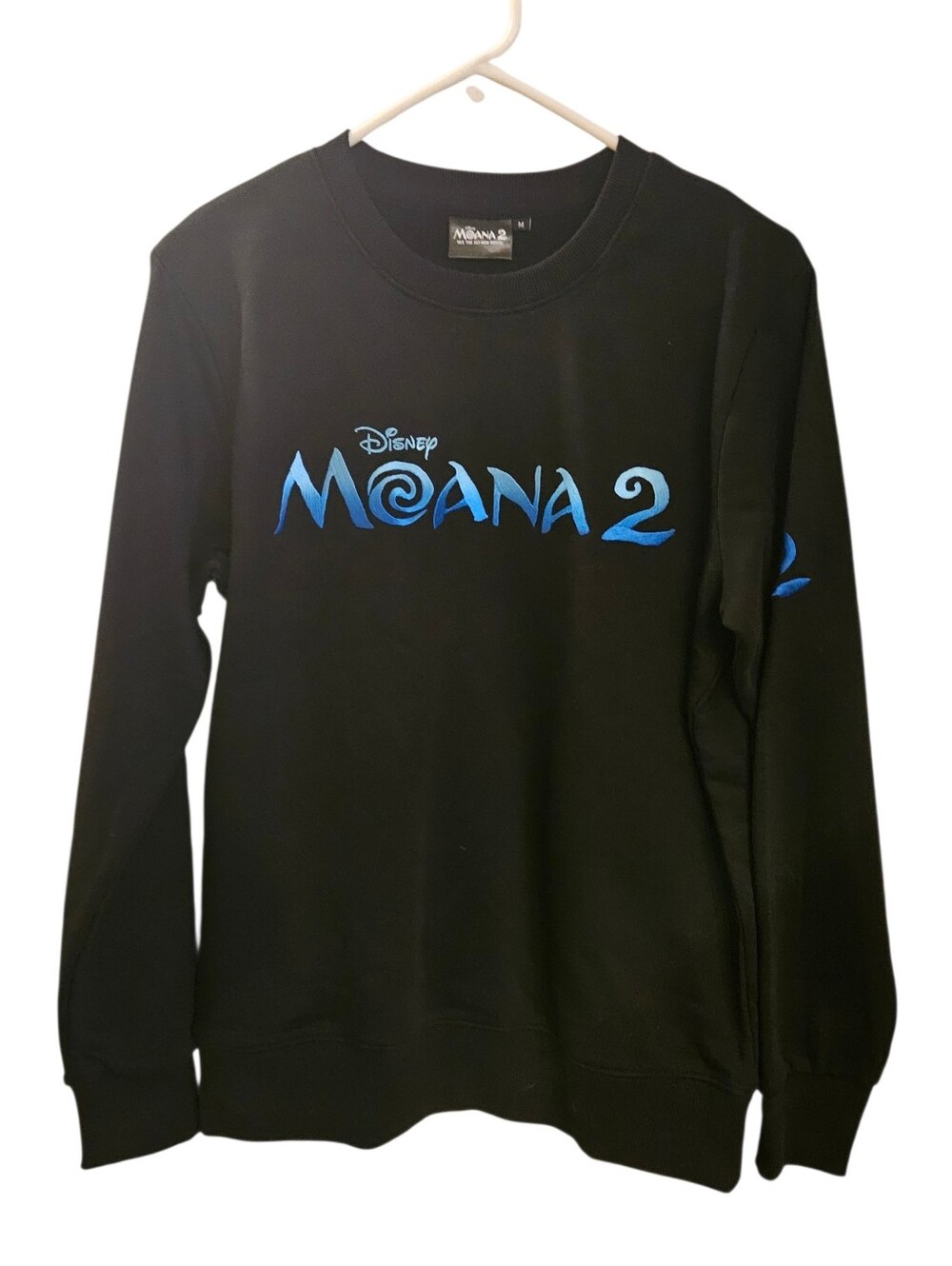 Disney Moana 2 Black Crewneck Sweatshirt with Blue Logo